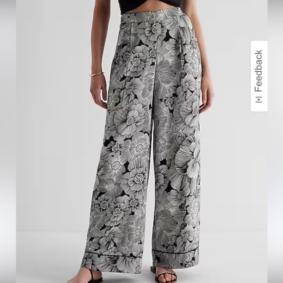 Express Pants - Express Wide Leg Floral Trousers 8L